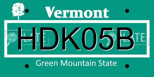 HDK05B Vermont License Plate