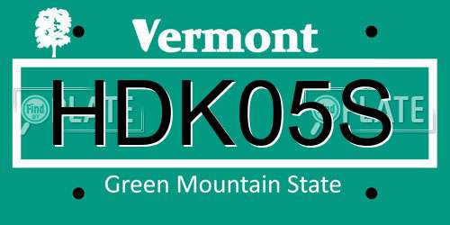 HDK05S Vermont License Plate