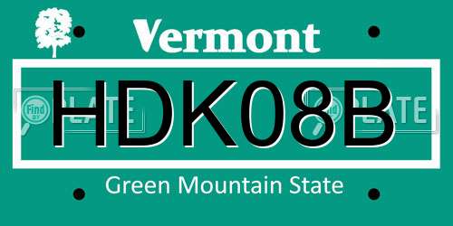 HDK08B Vermont License Plate