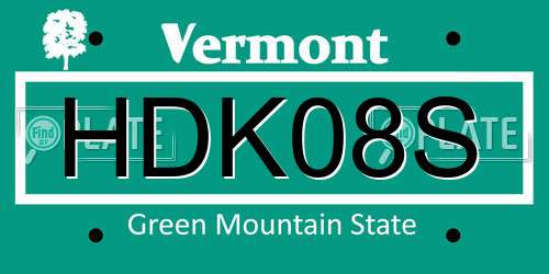 HDK08S Vermont License Plate