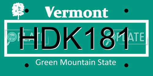 HDK181 Vermont License Plate