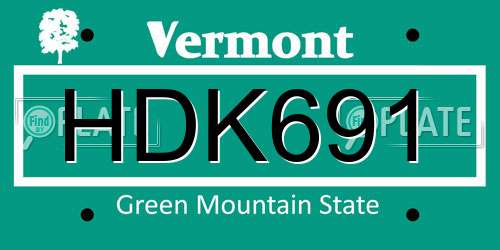 HDK691 Vermont License Plate