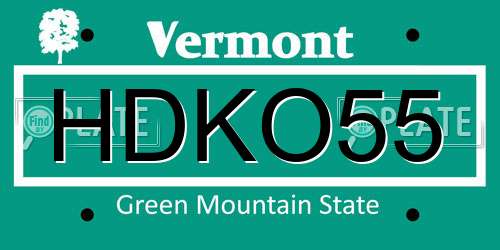 HDKO55 Vermont License Plate