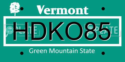 HDKO85 Vermont License Plate