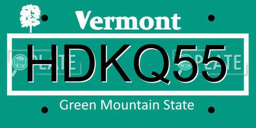 HDKQ55 Vermont License Plate