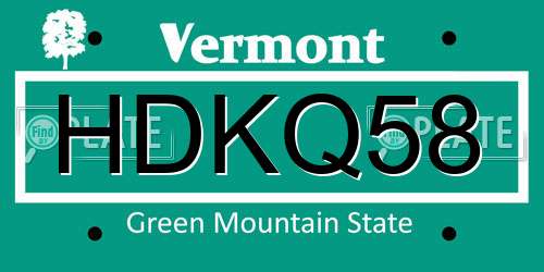 HDKQ58 Vermont License Plate