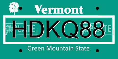 HDKQ88 Vermont License Plate