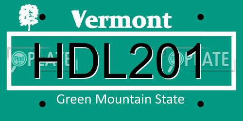 HDL201 Vermont License Plate