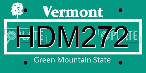 HDM272 Vermont License Plate