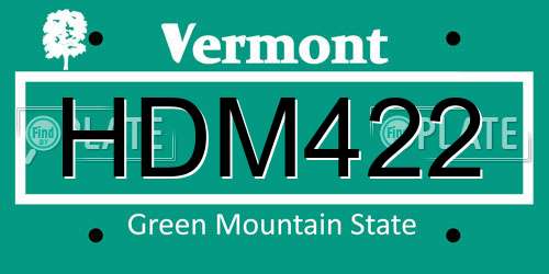 HDM422 Vermont License Plate