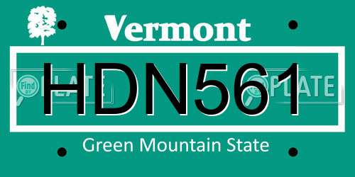 HDN561 Vermont License Plate