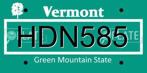 HDN585 Vermont License Plate
