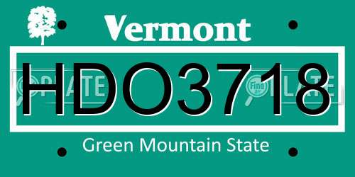 HDO3718 Vermont License Plate