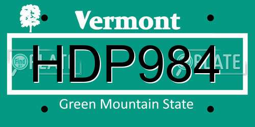 HDP984 Vermont License Plate
