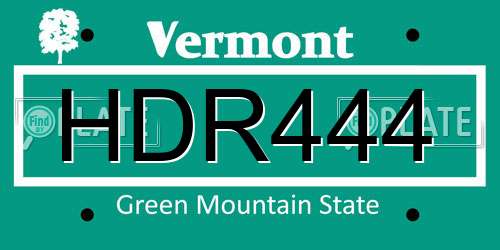 HDR444 Vermont License Plate