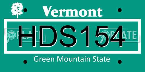 HDS154 Vermont License Plate