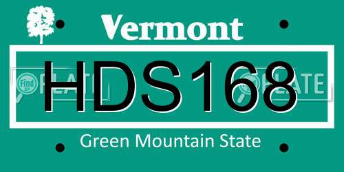 HDS168 Vermont License Plate