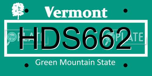 HDS662 Vermont License Plate