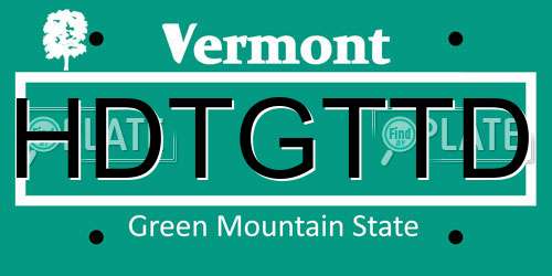 HDTGTTD Vermont License Plate