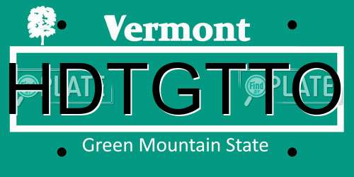 HDTGTTO Vermont License Plate