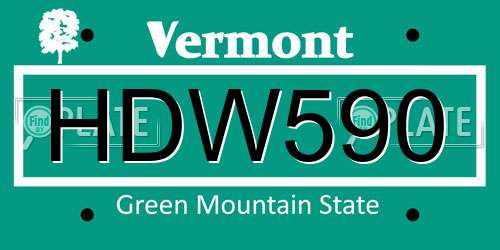 HDW590 Vermont License Plate