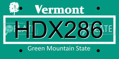 HDX286 Vermont License Plate