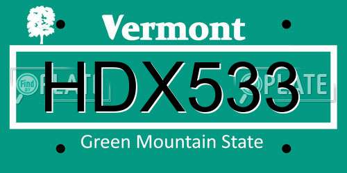 HDX533 Vermont License Plate