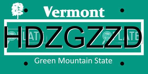HDZGZZD Vermont License Plate