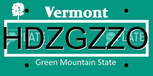 HDZGZZO Vermont License Plate