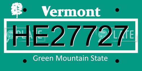 HE27727 Vermont License Plate
