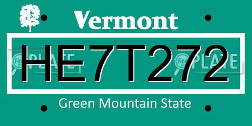 HE7T272 Vermont License Plate