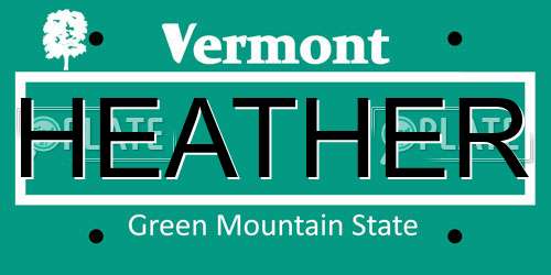 HEATHER Vermont License Plate