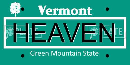 HEAVEN Vermont License Plate