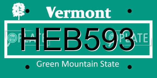 HEB593 Vermont License Plate