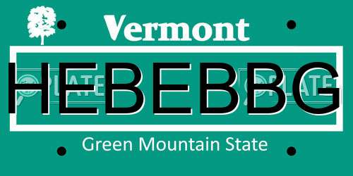 HEBEBBG Vermont License Plate