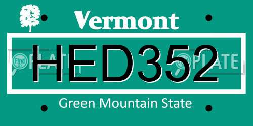 HED352 Vermont License Plate