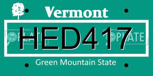 HED417 Vermont License Plate