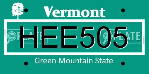HEE505 Vermont License Plate