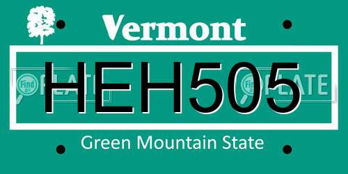 HEH505 Vermont License Plate