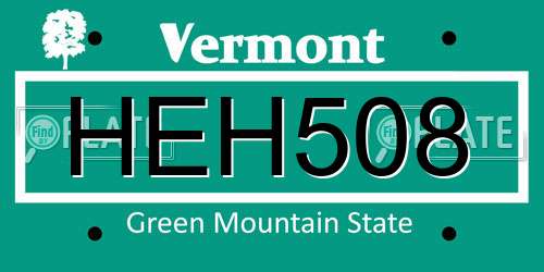 HEH508 Vermont License Plate