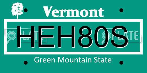 HEH80S Vermont License Plate