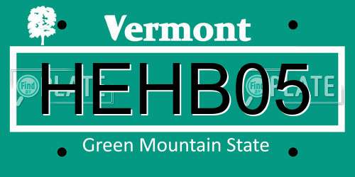 HEHB05 Vermont License Plate