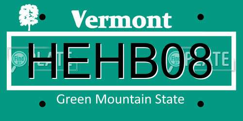 HEHB08 Vermont License Plate