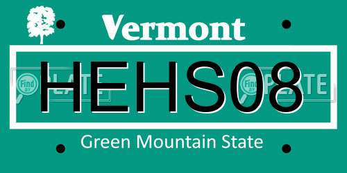 HEHS08 Vermont License Plate
