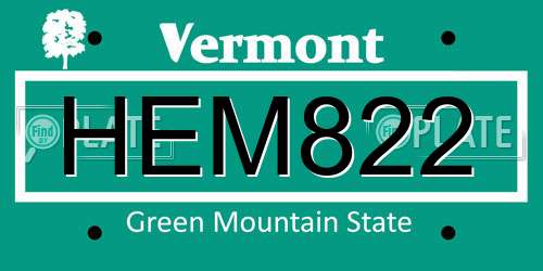 HEM822 Vermont License Plate