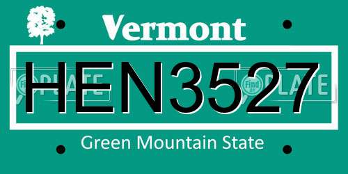 HEN3527 Vermont License Plate