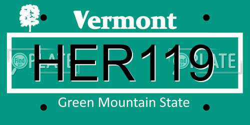 HER119 Vermont License Plate