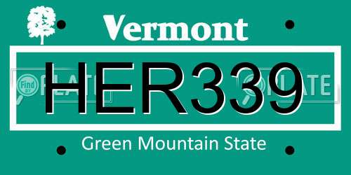 HER339 Vermont License Plate