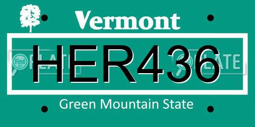 HER436 Vermont License Plate