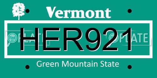 HER921 Vermont License Plate
